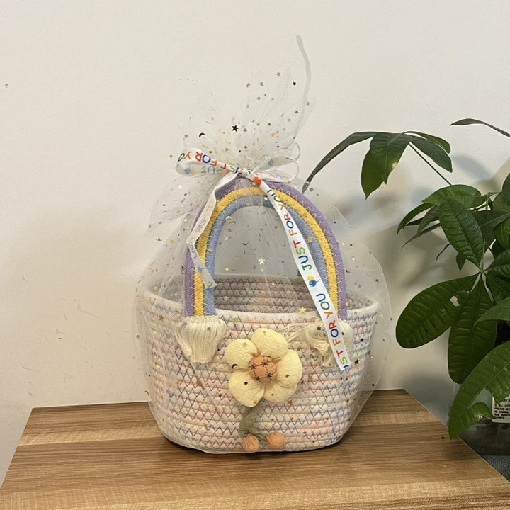 Women's handmade basket bag with color-coordinated handle accents Stornfield