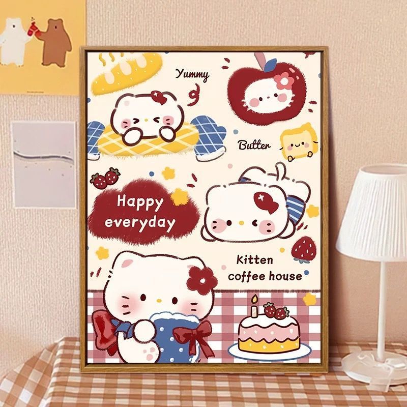 Hello Kitty-Inspired Cartoon Wall Art Print Stornfield