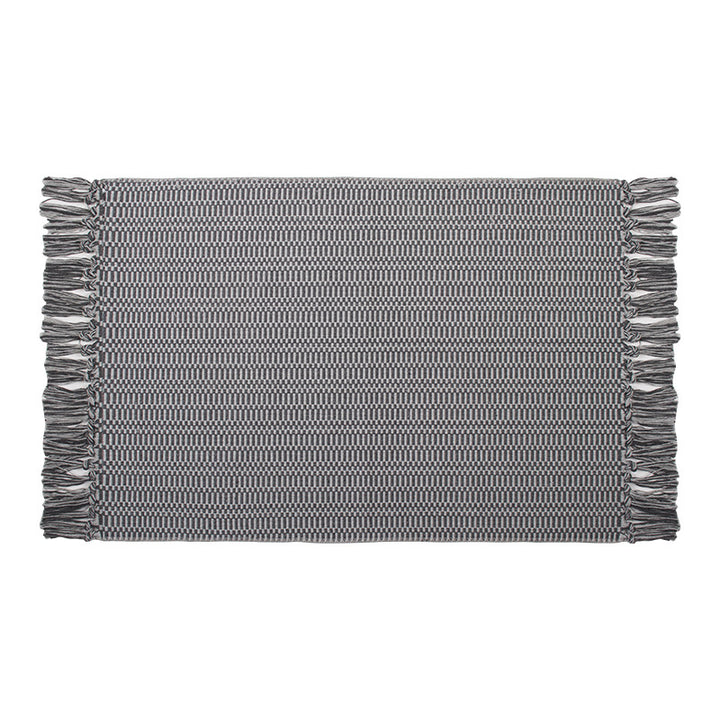 Flat-woven cotton rug runner with geometric check pattern and easy-care surface Stornfield