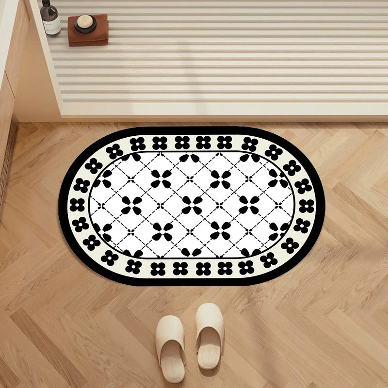 Elegant Floral Pattern Bathroom Rug