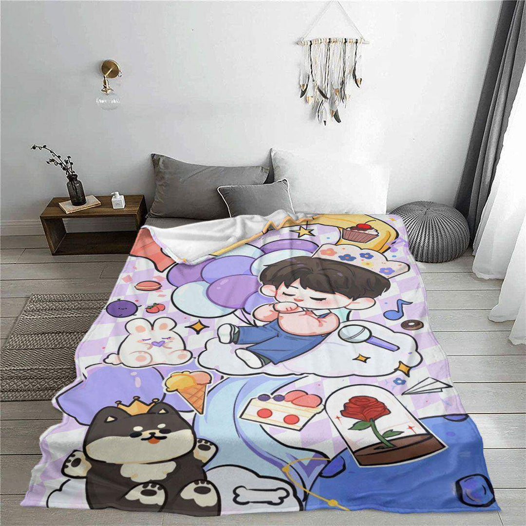 Cartoon Print Fleece Blanket