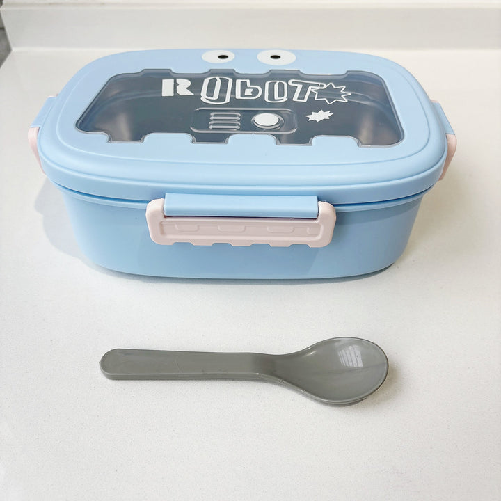 Fun Robot-Themed Lunch Box with Utensils
