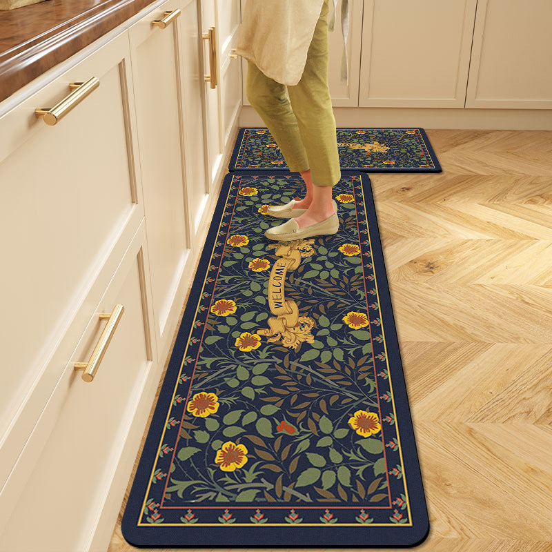 Floral Pattern Kitchen Comfort Mat