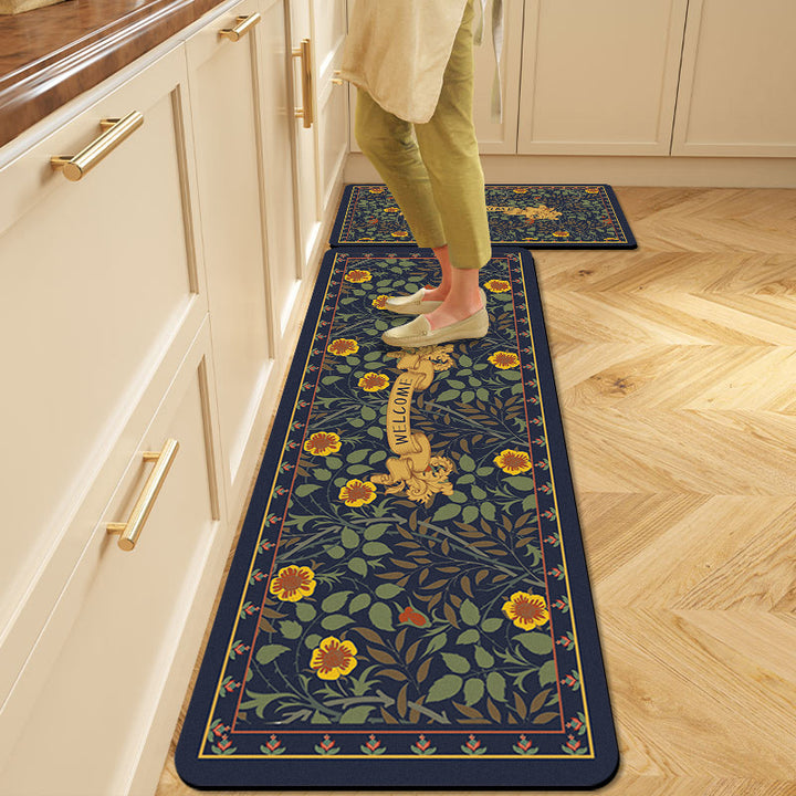 Floral Pattern Kitchen Comfort Mat