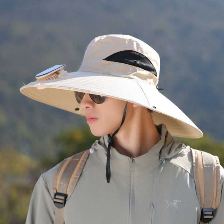 tactical fishing hat with wide brim, mesh ventilation and adjustable chin strap Stornfield