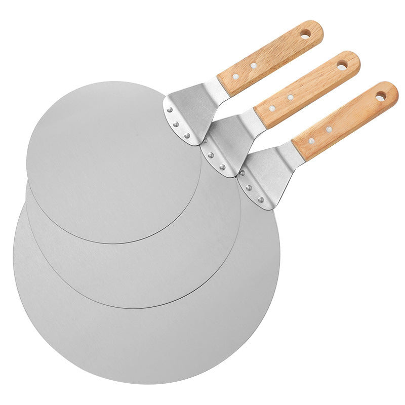 thin stainless steel round pizza peel with wooden handle Stornfield
