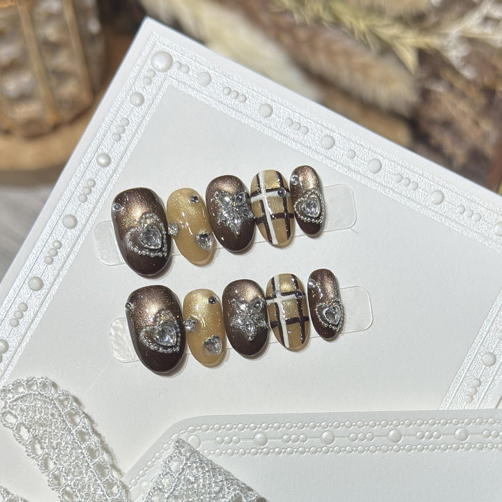 Artistic Stiletto Press-On Nail Set with Luxury Decorative Accents Stornfield