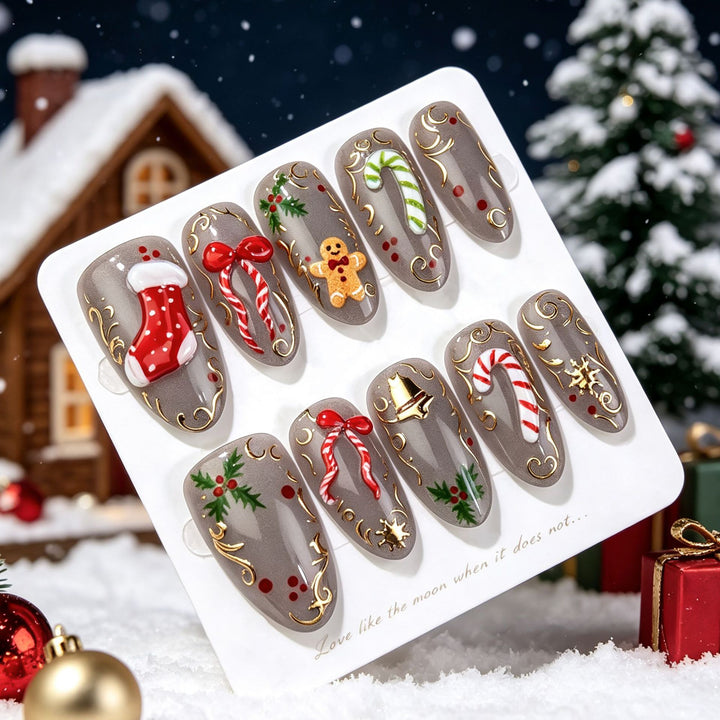 Decorative Holiday-Themed Press-On Nail Art Stornfield