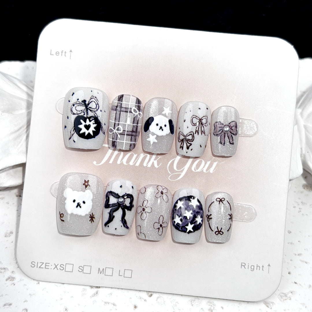 Cute Character-Designed Press-On Nail Art Set