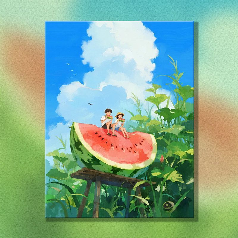 Whimsical Watermelon-Themed Canvas Artwork Stornfield
