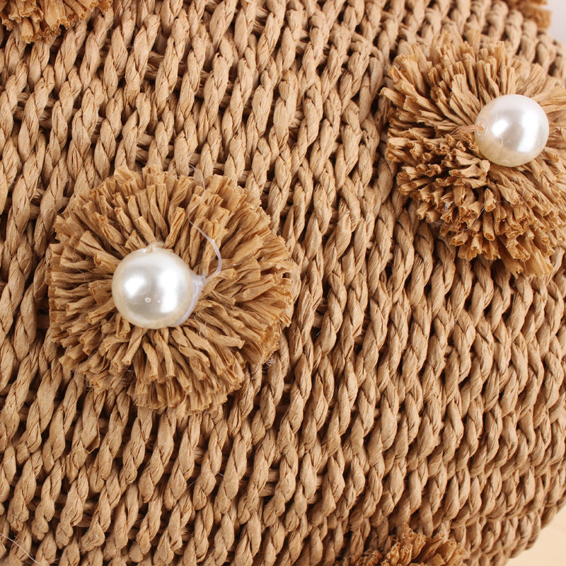 Handcrafted basket bag with bead appliqués Stornfield