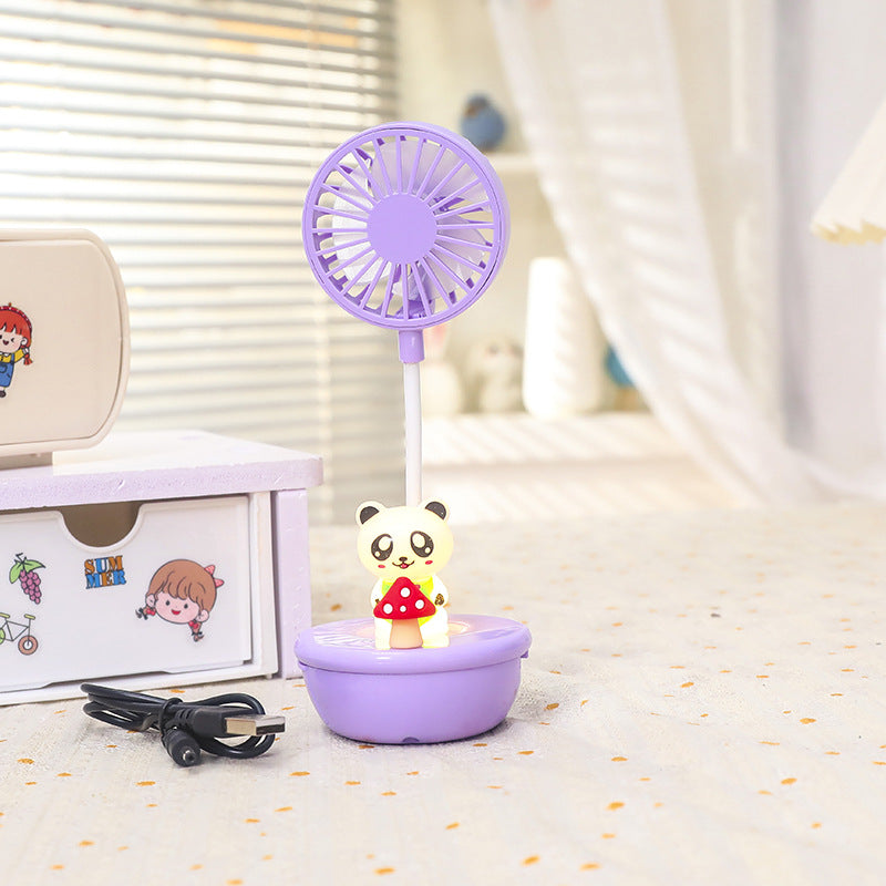 Women Portable Hand Fan with LED Panda Design Stornfield