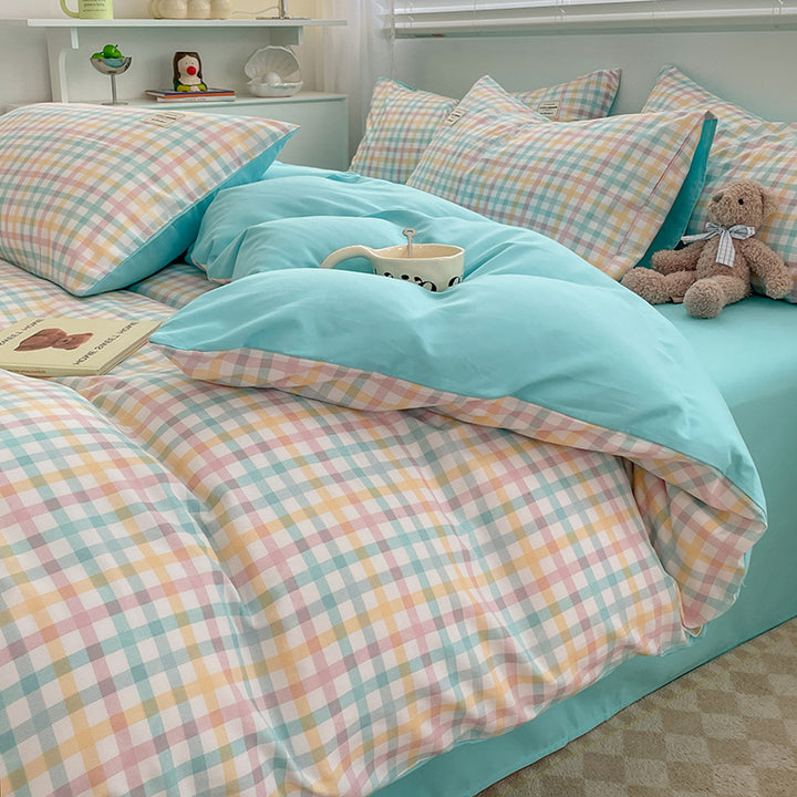 Checked Pattern Duvet Cover Set