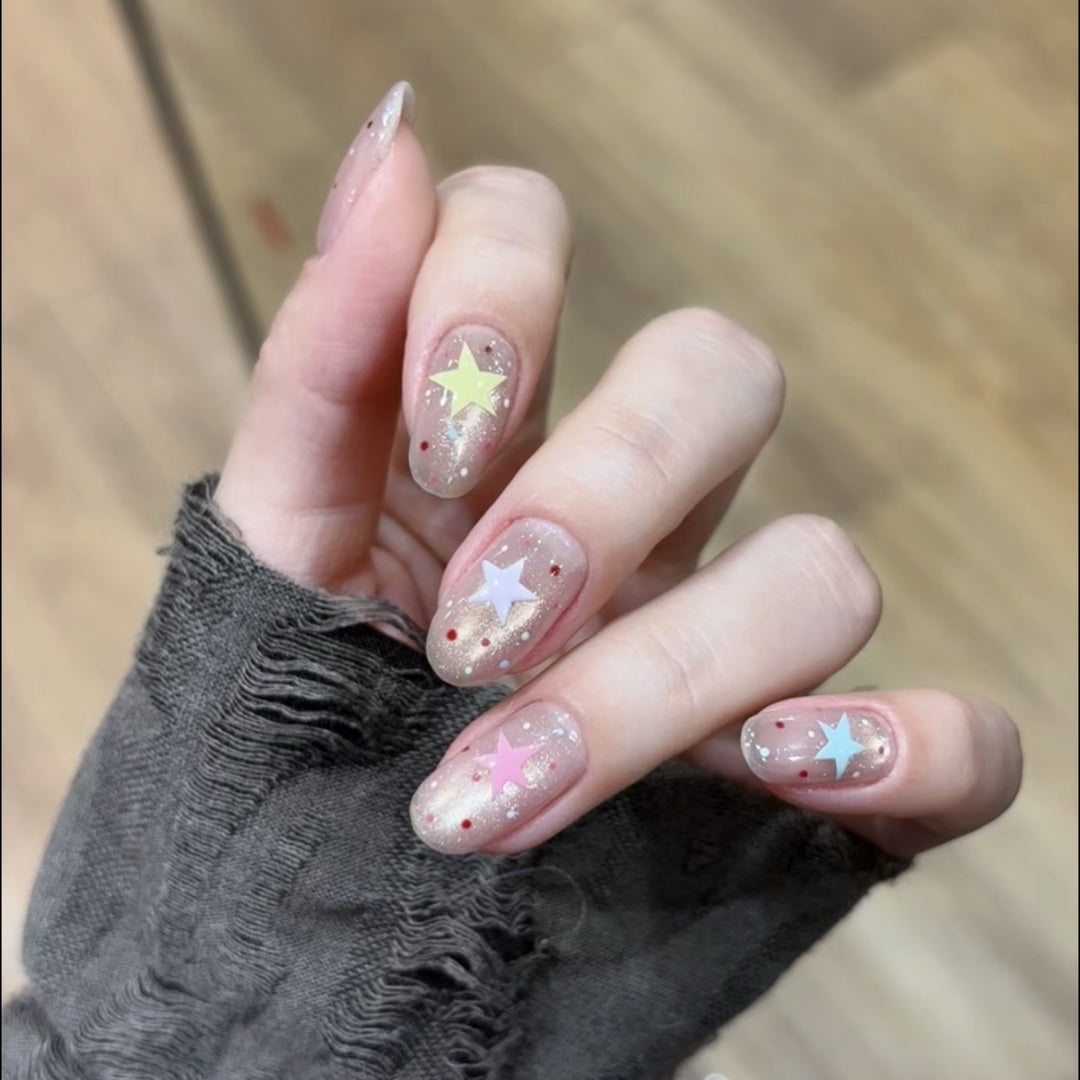 Artistic Star-Design Press-On Nail Set