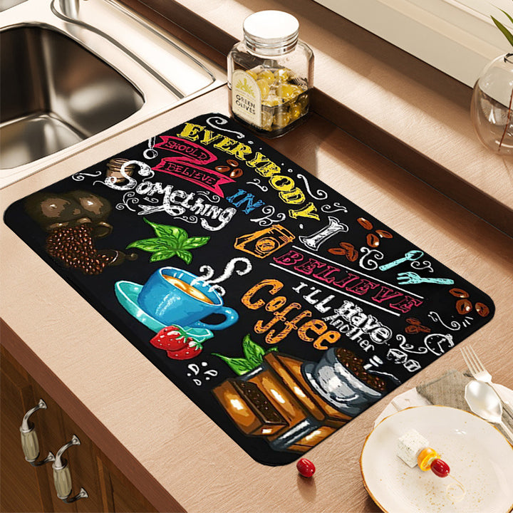 Motivational Coffee-Themed Kitchen Mat