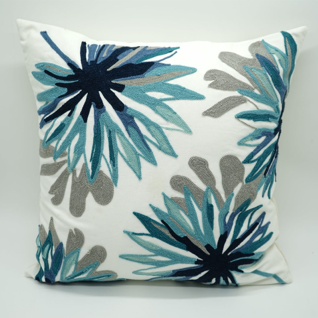 Embroidered Flower Accent Cushion