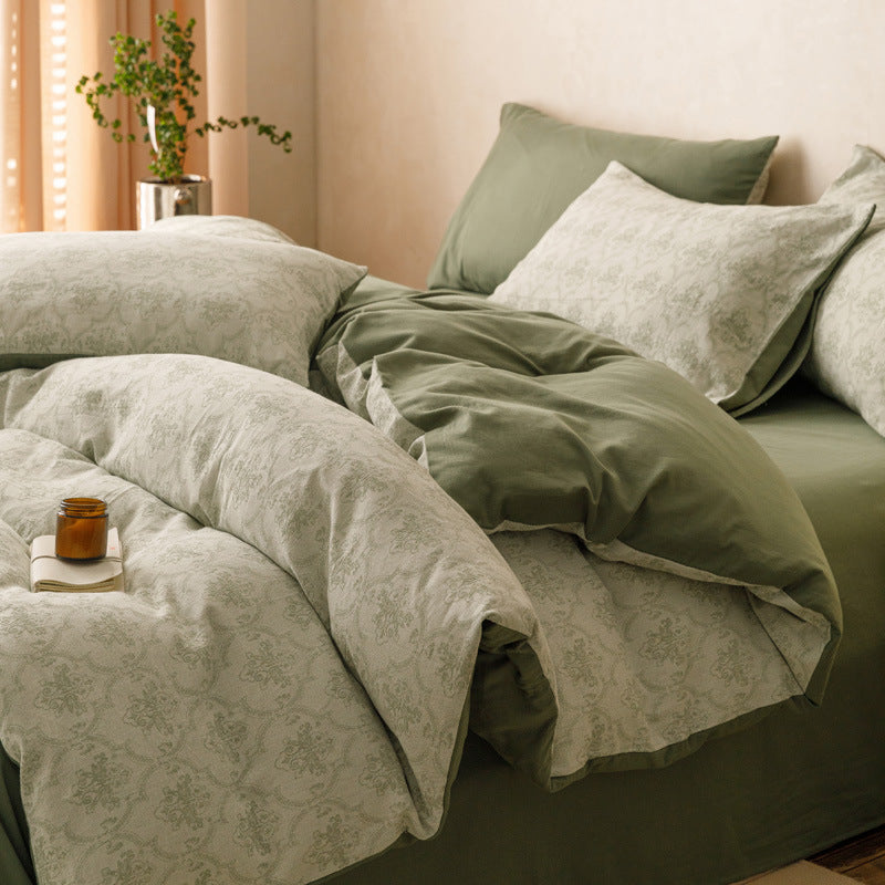 Premium duvet cover set made of cotton percale with subtle paisley relief texture