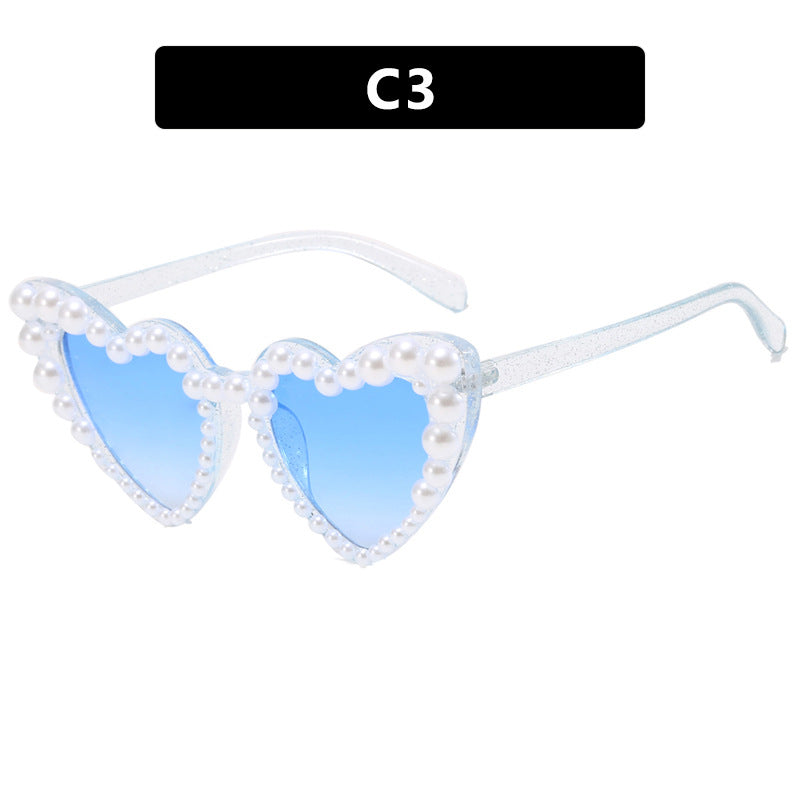 Women's Heart-Shaped Sunglasses with Pearl-Embellished Frame Stornfield