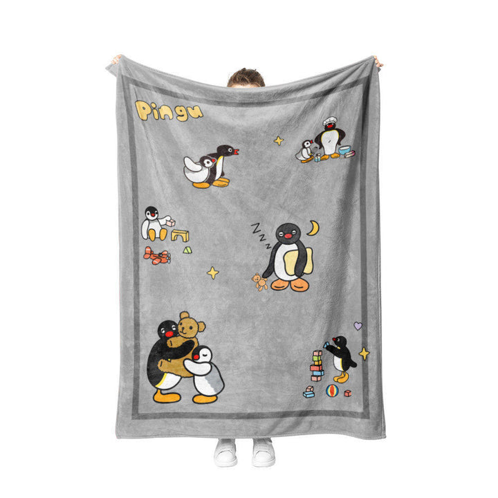 Playful Penguin-Themed Plush Fleece Blanket