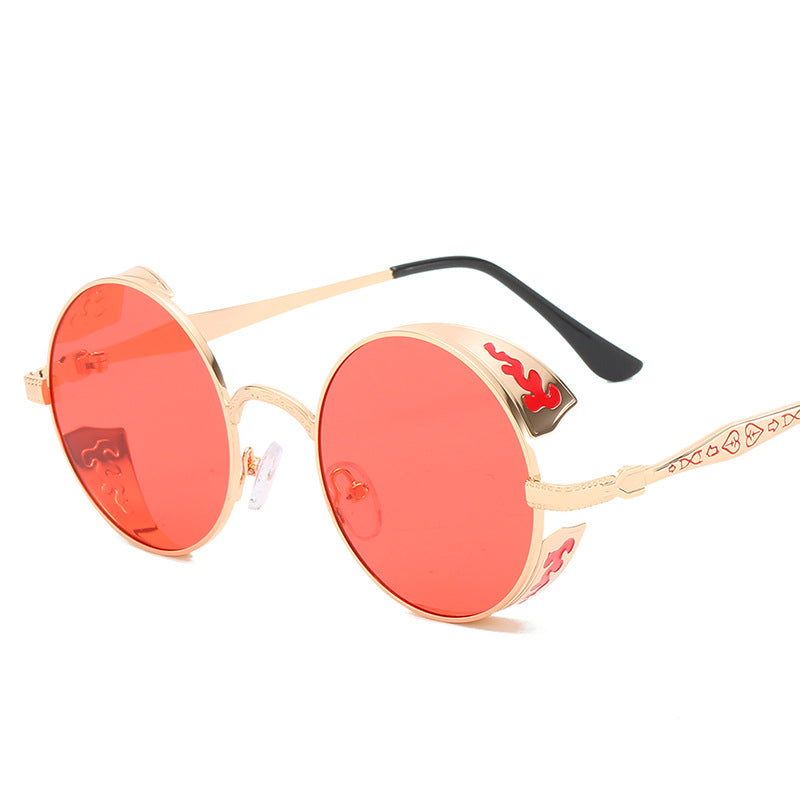 Ladies round sunglasses with luxurious gold frame and decorative elements Stornfield