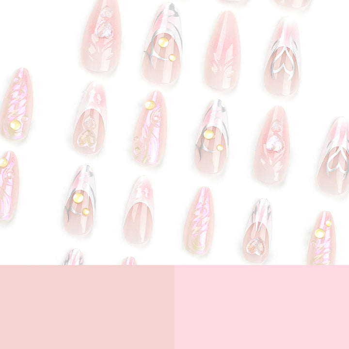 Artful nail extensions with two-dimensional design and glitter accents Stornfield