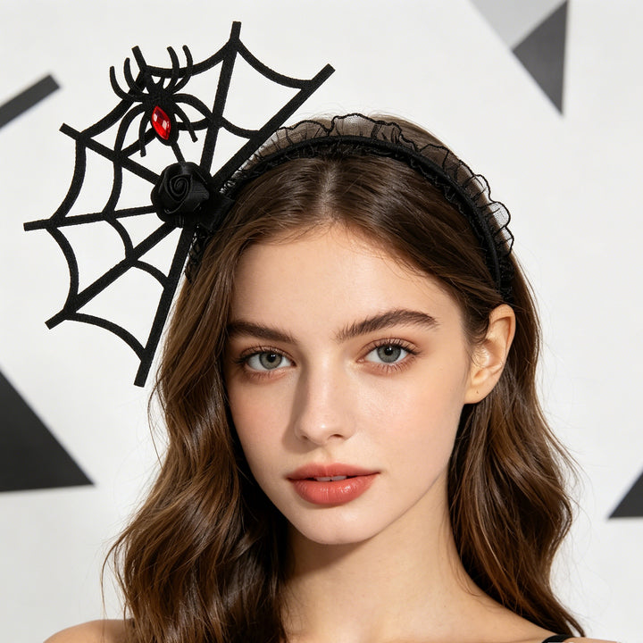 Halloween Hairband with Spider Web Design