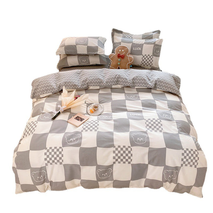 Playful Bear Checkered Comforter Set