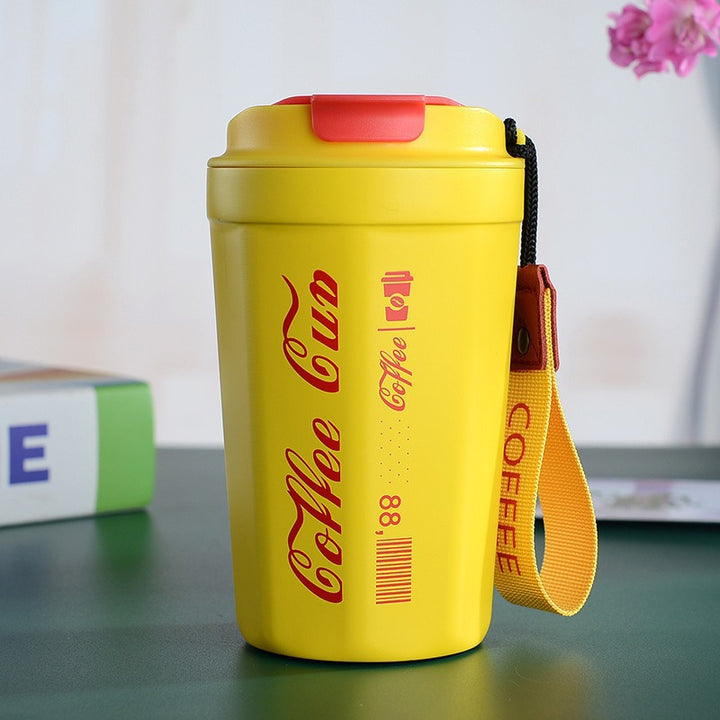 Women's insulated coffee cup with practical carrying device Stornfield