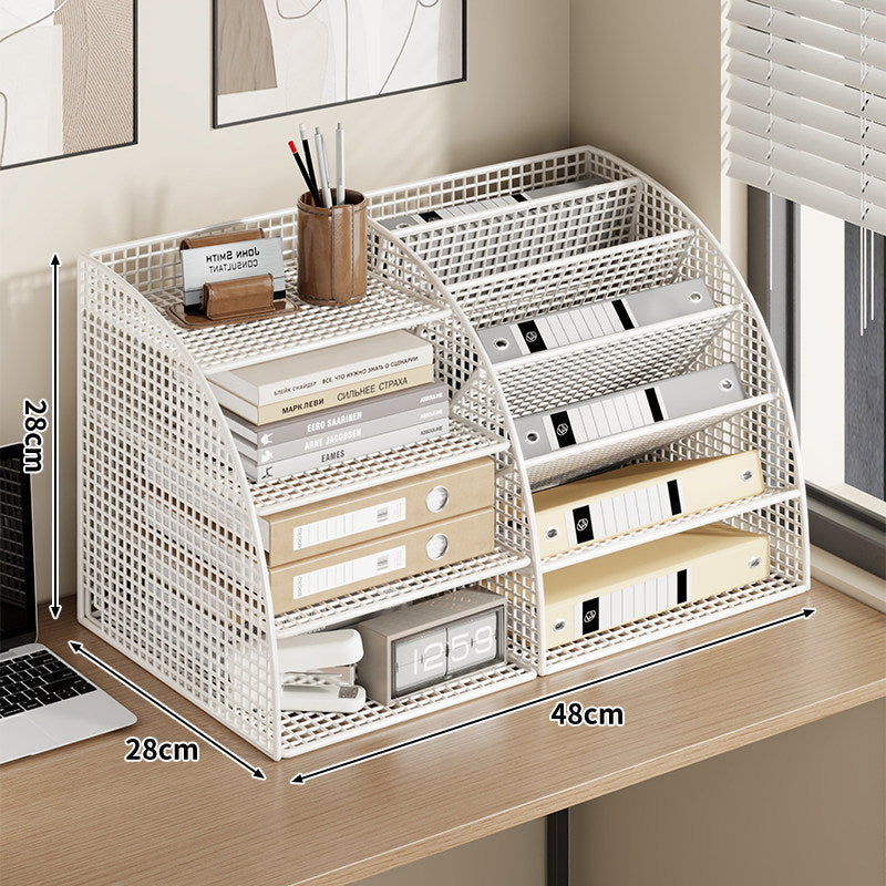 Multi-Tier Metal Mesh Desktop File and Stationery Organizer