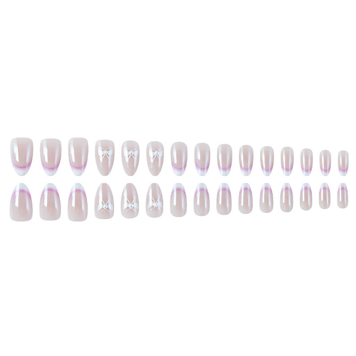 Elegant French Tip Press-On Nails with Bow Accents Stornfield