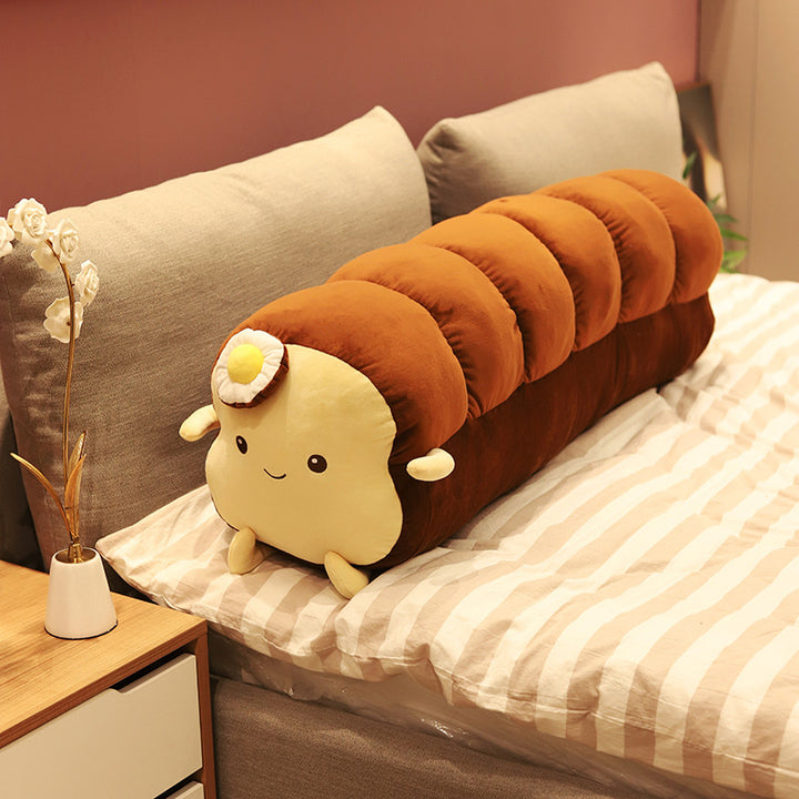 Kawaii Toast-Shaped Plush Decorative Cushion with Egg Applique Stornfield