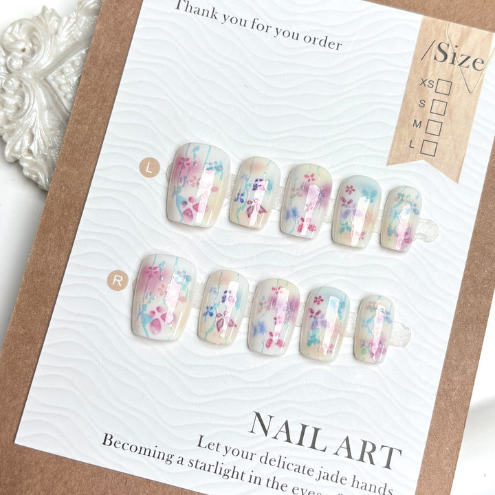 Decorative Floral Press-On Nail Kit