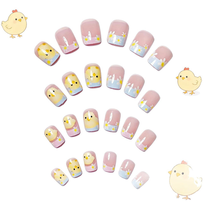 Artificials nails with cheerful chick and flower design Stornfield