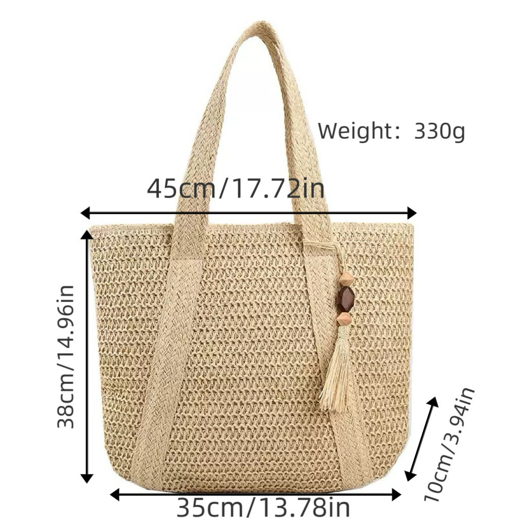 Braided beach bag with fringe detail Stornfield