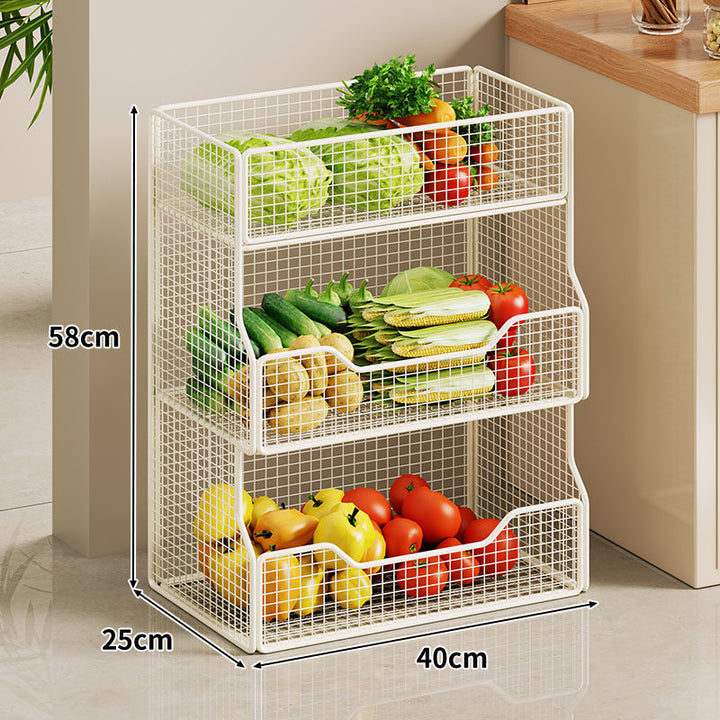 Two-Tier Wire Mesh Countertop Vegetable and Fruit Storage Rack