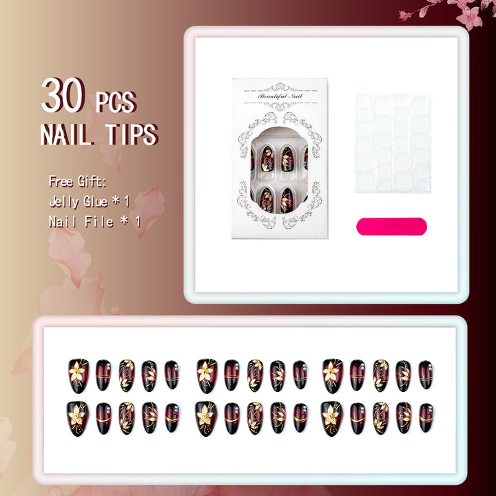 Premium Floral Design Press-On Nail Art