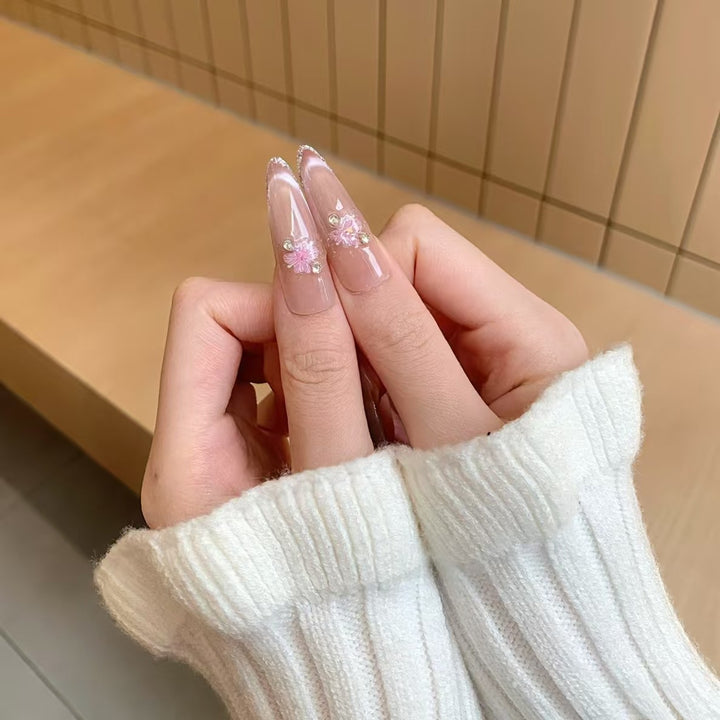 Elegant Floral Stiletto Nail Art Extensions