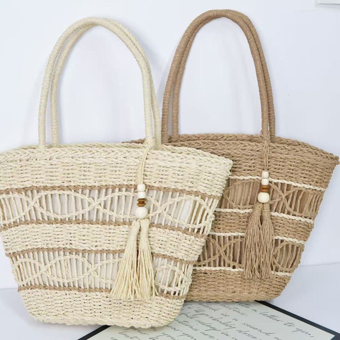 Braided basket bag with tassel details Stornfield