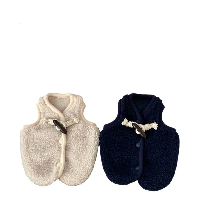 Sherpa Fleece Dog Vest with Toggle Closure and Harness Slot