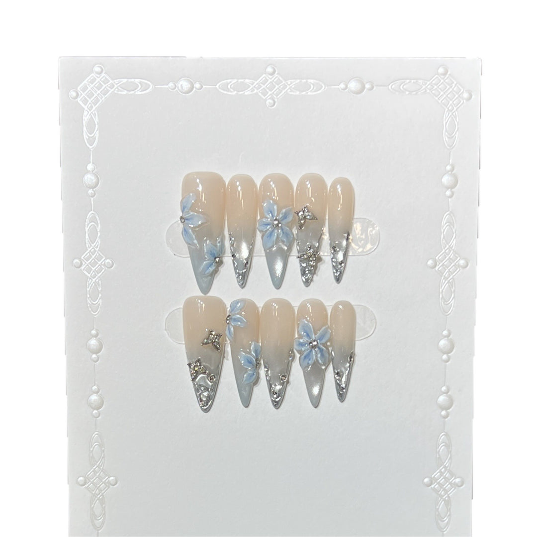Elegant Stiletto Floral Press-On Nail Set Stornfield