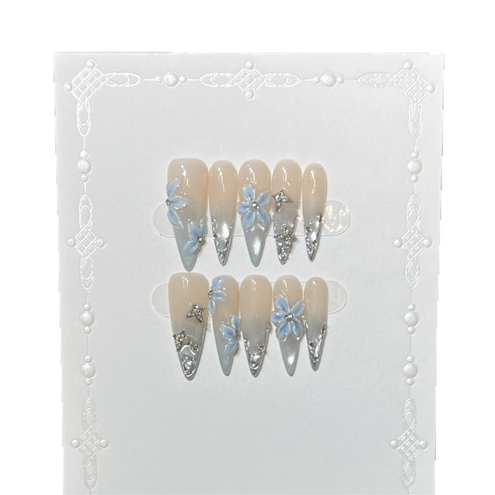 Elegant Stiletto Floral Press-On Nail Set Stornfield