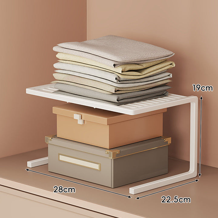 Low-Profile Ventilated Metal Shelf Riser Organizer for Closet and Countertop
