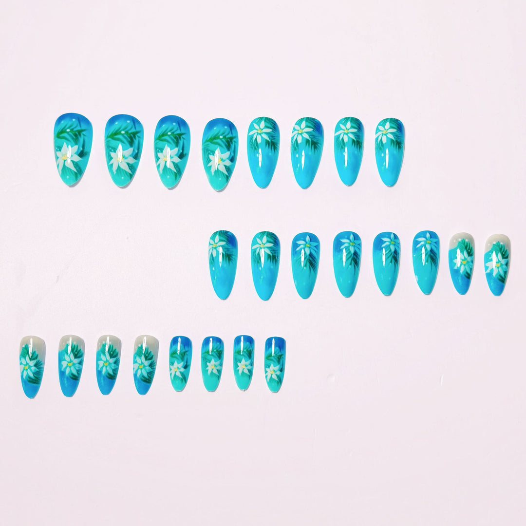 Creative Art Nails with Blooming Flower and Leaf Design Stornfield