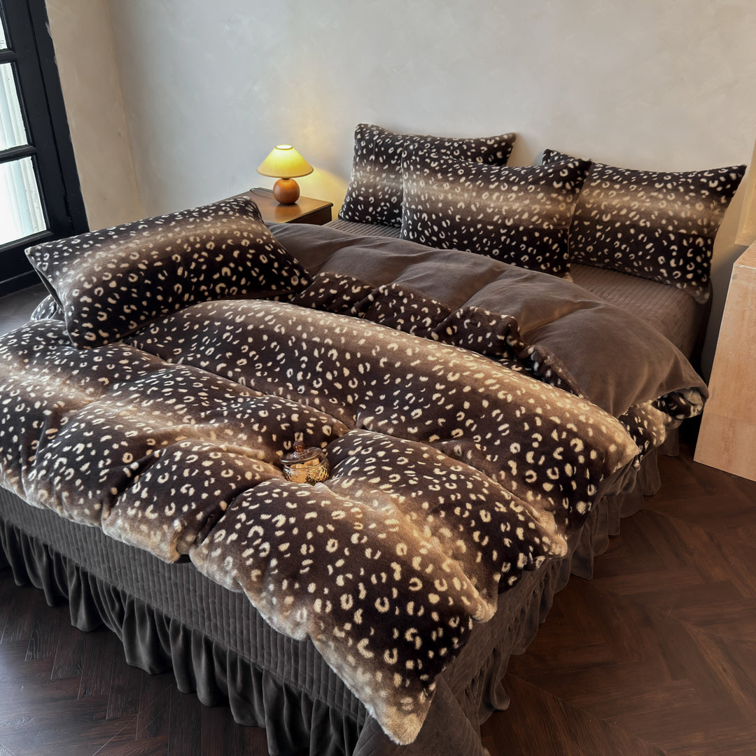 Plush Floral Flocked Reversible Duvet Comforter Set