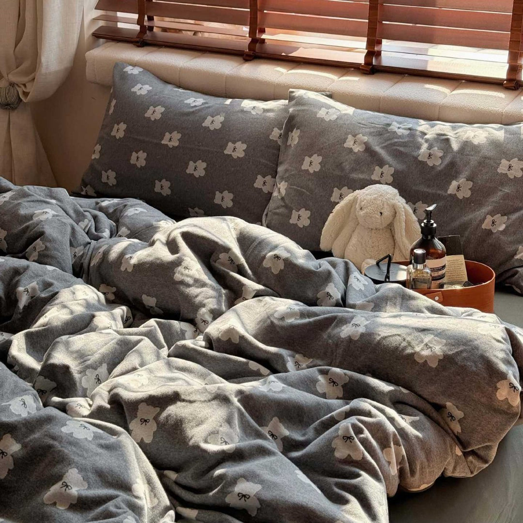 Cherry-Print Cotton Jersey Duvet Cover Set with Matching Pillowcases