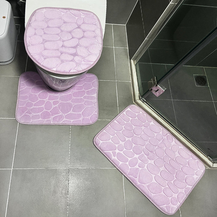 Stone Patterned Bathroom Mat Set