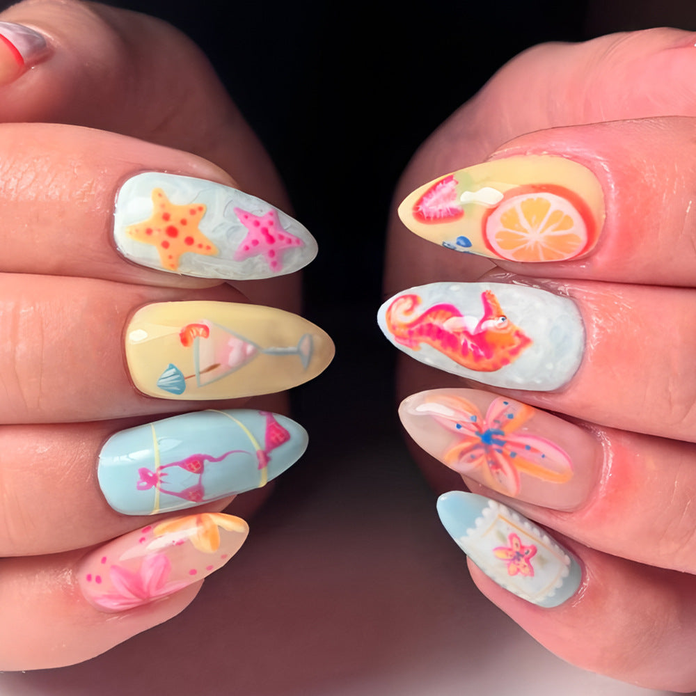 Artistic Tropical-Themed Press-On Nails Stornfield