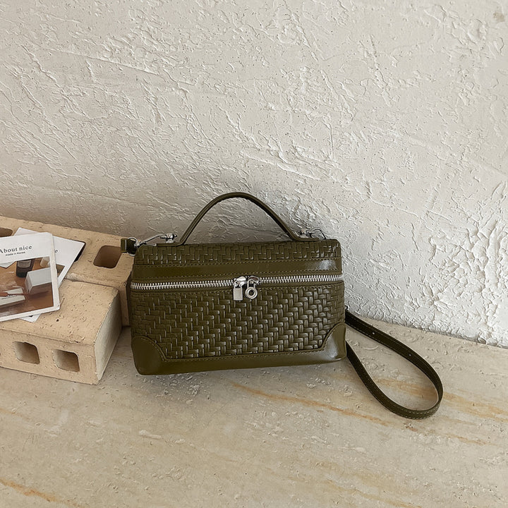 Woven Leather Cosmetic Handbag