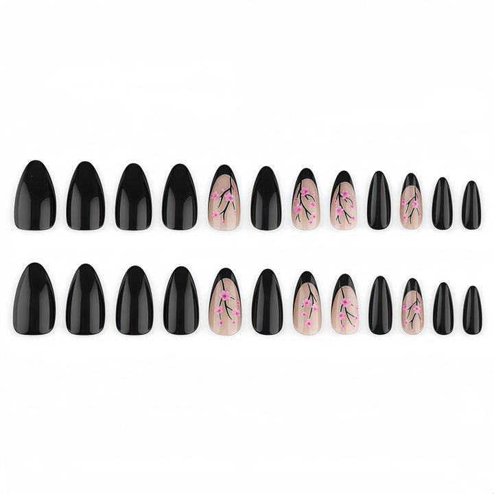 Trendy Artificial Nails with Floral Accents Stornfield