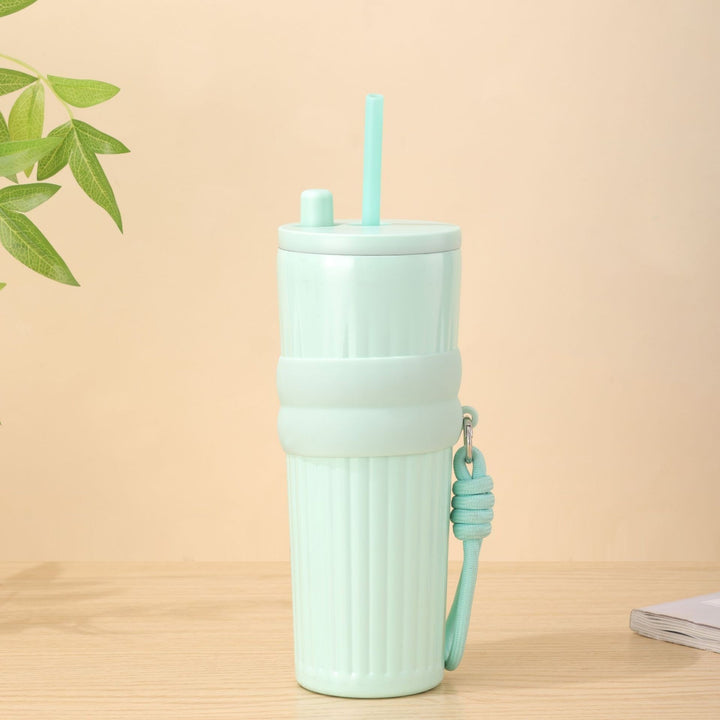 Ladies multifunctional insulated drinking bottle with integrated straw and practical carrying handle Stornfield
